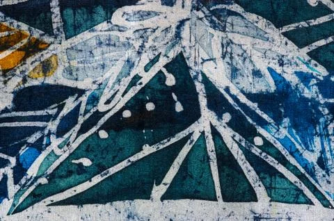 Geometry, hot batik, background texture, handmade on silk Stock Illustration