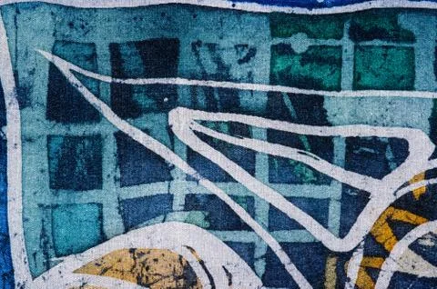 Geometry, hot batik, background texture, handmade on silk Stock Illustration