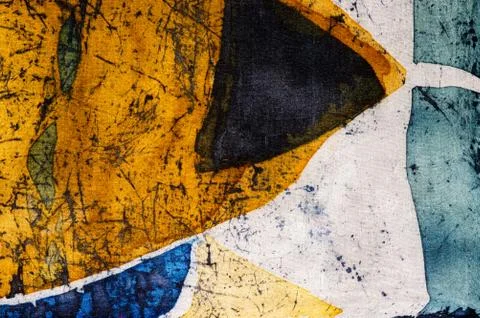 Geometry, hot batik, background texture, handmade on silk Stock Illustration