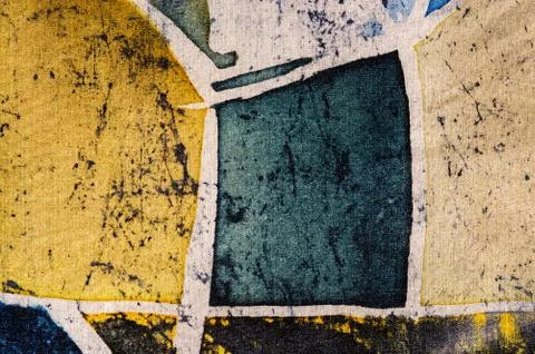 Geometry, hot batik, background texture, handmade on silk Stock Illustration