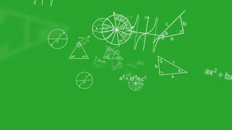 Geometry math diagrams angle measurement charts animated on green screen Stock Footage 335217841