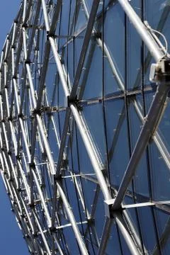 Geometry of metal structures of a modern building 스톡 사진