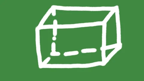 Geometry rectangular prism hand-drawn cartoon graphic with chalk outline 3d icon Vídeos de archivo 336492050