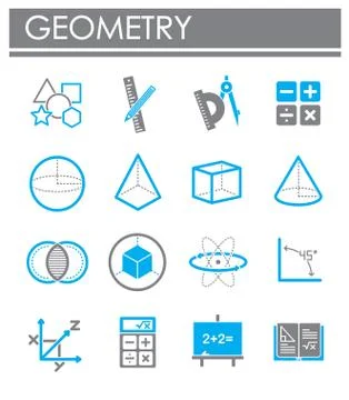 Geometry related icons set on background for graphic and web design. Creative Stock Illustration