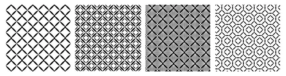 Geometry rhombus seamless patternl. Black white background. Vector illustration Stock Illustration
