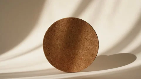 Geometry Round Frame for Show Product Display on Beige Background in the Rays of 스톡 동영상 155361414