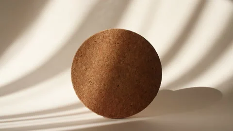 Geometry Round Frame for Show Product Display on Beige Background in the Rays of Stock Footage 155599992