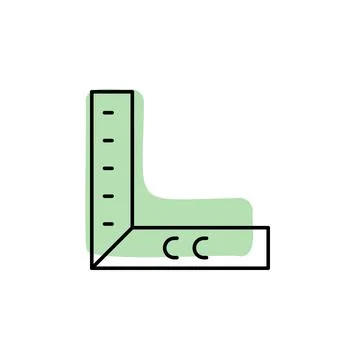 Geometry, ruler with color shadow vector icon in construction tools set Stock Illustration