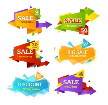 Geometry Sale Label Set. Vector Stock Illustration