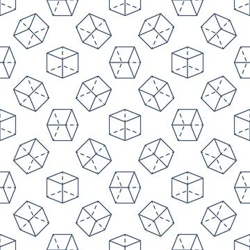 Geometry Science concept vector line seamless pattern with Geometrical Cube.. Stock Illustration