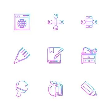 Geometry , science , education , studies , eps icons set vector Stock Illustration