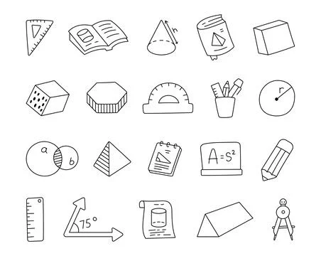 Geometry science set in outline line art Stockillustratie