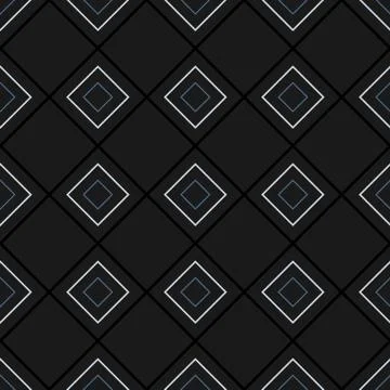Geometry seamless pattern with blue, white and black squares Stock Illustration