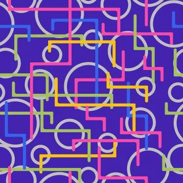 Geometry seamlessly background with lines, circles and rectangles. Stock Illustration