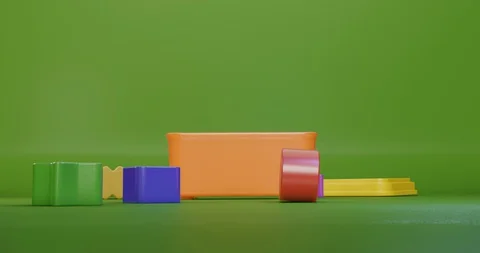 Geometry shape blocks suddenly getting out of a toy box Stock Footage 129114201