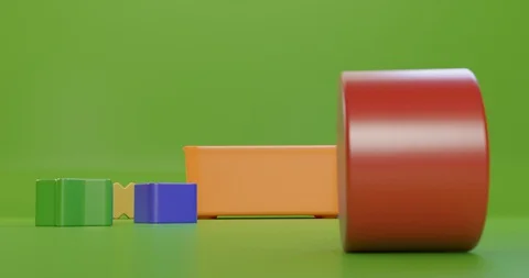 Geometry shape blocks suddenly getting out of a toy box Stock Footage 129114220