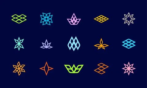 Geometry shape flower logo design template collection Illustrazione stock
