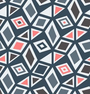 Geometry simple seamless pattern. Triangle, square design elements. Vector Stock Illustration