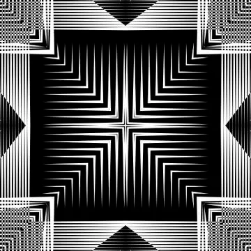 Geometry striped lines vector seamless pattern. Abstract black and white line Illustrazione stock