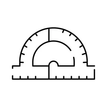 Geometry student measuring angle with school protractor tool Illustrazione stock