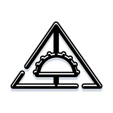 Geometry symbol combining triangle and protractor design Stock Illustration