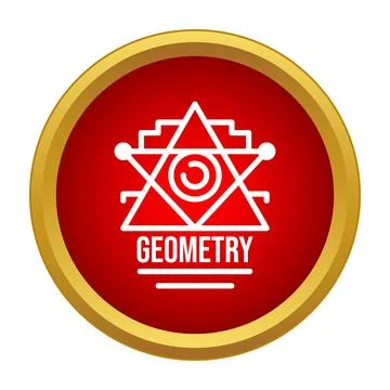 Geometry symbol logo on red circular button Stock Illustration