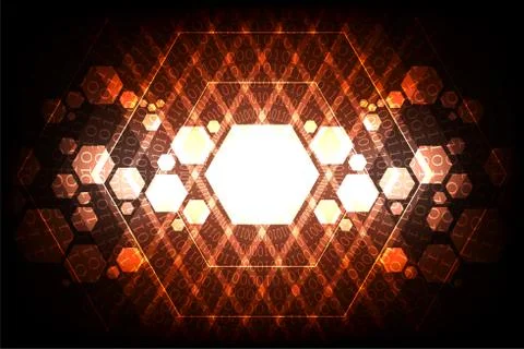 Geometry in technology concepts on a dark orange background. 스톡 일러스트