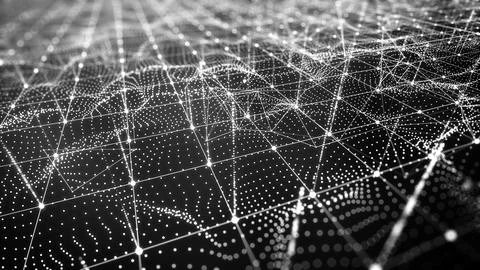Geometry technology connection mesh abstract background, black and white theme Stock-Fotos