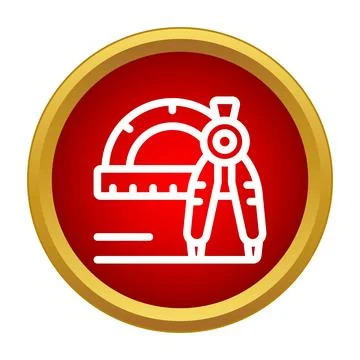 Geometry tools, compass and protractor drafting icon 库存插图
