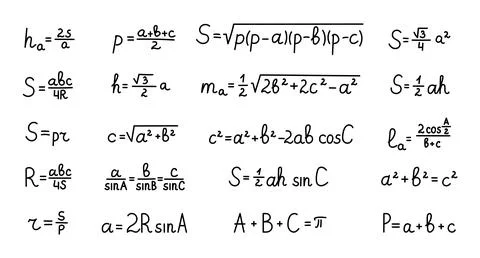 Geometry triangle formula set Stock Illustration