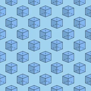 Geometry vector blue seamless pattern with Geometrical Cube sign Stock Illustration