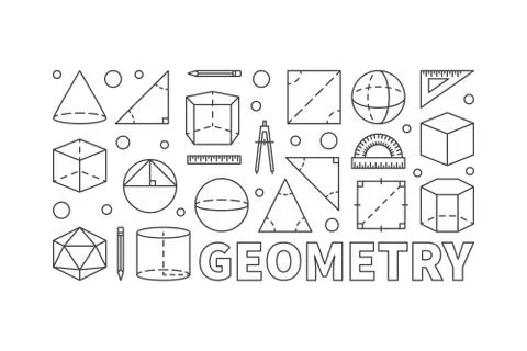 Geometry vector concept line horizontal banner Stock Illustration