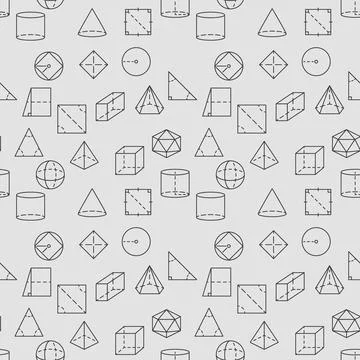 Geometry vector simple seamless pattern in outline style. Geometric Shapes .. Stock Illustration