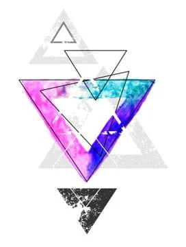 Geometry with watercolor triangle Stock Illustration