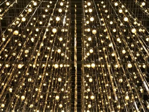 Geometry from yellow lights, abstract background Stock Photos