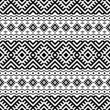 Geomrtric Ethnic Aztec Pattern Illustration Design in black and white color Stock Illustration