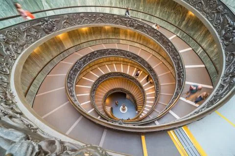 Geomtric spiral staircase in Musei Vaticani in Italy Stock Photos
