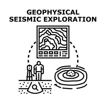 Geophysical seismic exploration concept analyzing geological data Stock Illustration