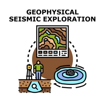 Geophysical seismic exploration concept analyzing geological data Stock Illustration