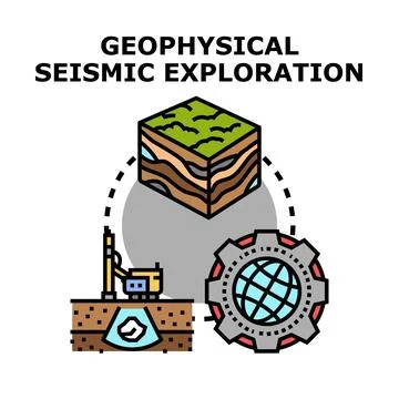 Geophysical seismic exploration for subsurface earth analysis Stock Illustration
