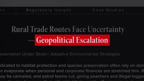 Geopolitical escalation fast sequence news articles headline title animation Video stock 332338293