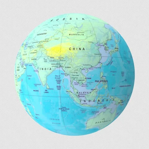 Geopolitical Globe of Asia Alpha Stock Footage 309811222
