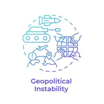 Geopolitical instability blue gradient concept icon Stock Illustration