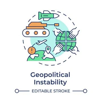Geopolitical instability multi color concept icon Stock Illustration