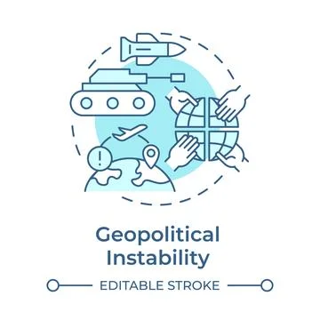Geopolitical instability soft blue concept icon Stock Illustration