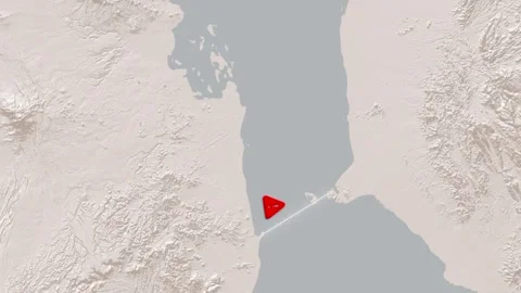 Geopolitical map animation highlighting Bab el Mandeb strait maritime choke.. Видео 345730675