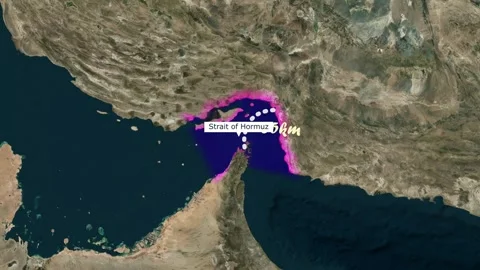 Geopolitical Map Animation of Hormuz Strait showing the Narrowest Point  Stock-Footage 342726506