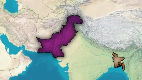Geopolitical Map Animation Relationship and Distance Between Pakistan and B.. Vídeos de archivo 331739763