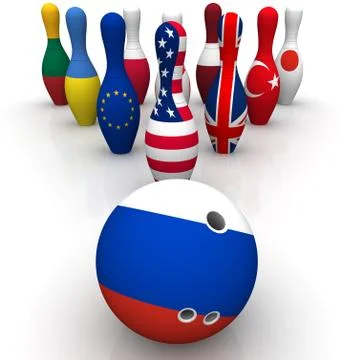 Geopolitics as a bowling game Illustration