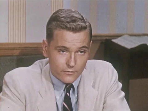 George explains the reason the joined service station - 1954 Stock Footage 119109750